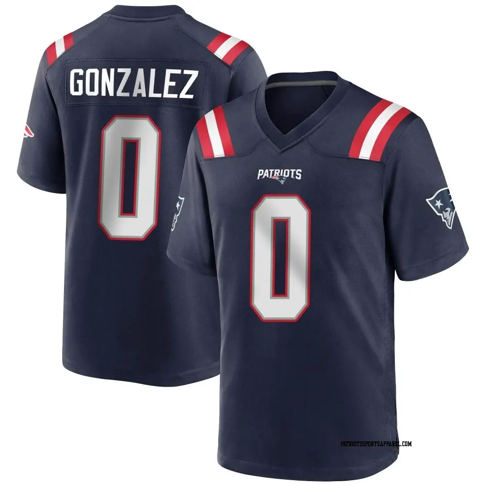 Game Navy Blue Youth Christian Gonzalez New England Patriots Team Color Jersey