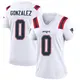 Game White Women's Christian Gonzalez New England Patriots Jersey