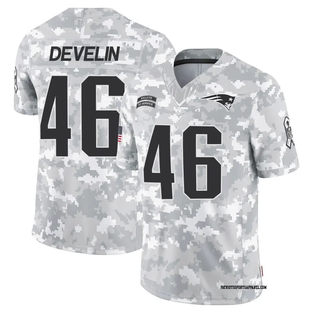 Limited Arctic Camo Men's James Develin New England Patriots 2024 Salute to Service Jersey