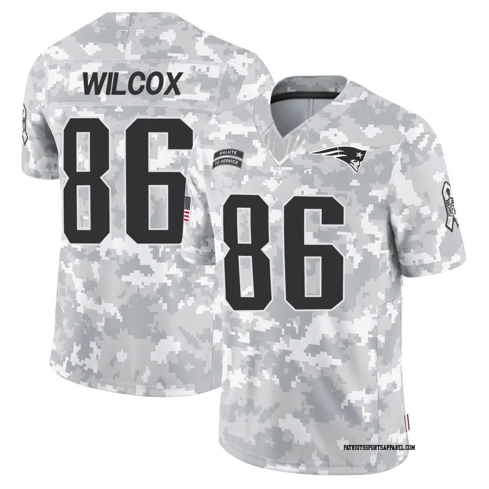 Limited Arctic Camo Men's Mitchell Wilcox New England Patriots 2024 Salute to Service Jersey