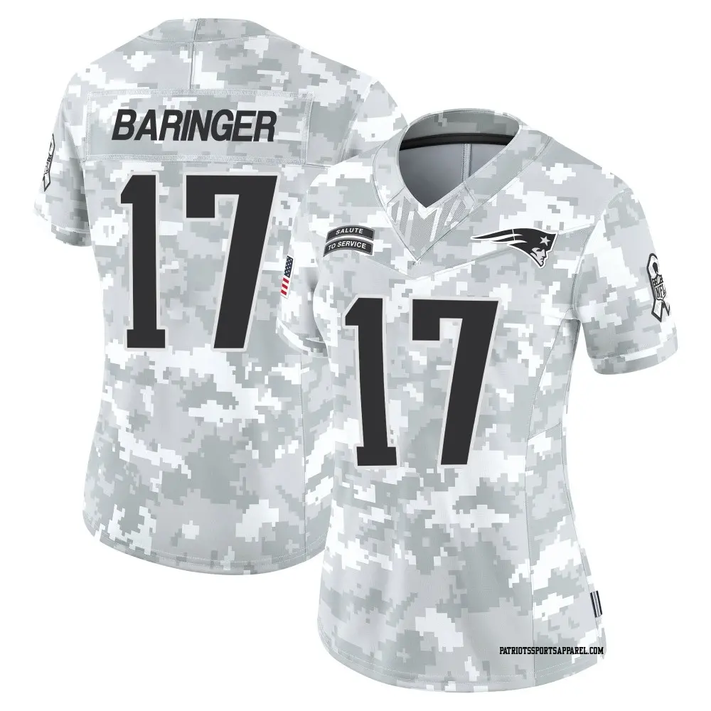 Limited Arctic Camo Women's Bryce Baringer New England Patriots 2024 Salute to Service Jersey