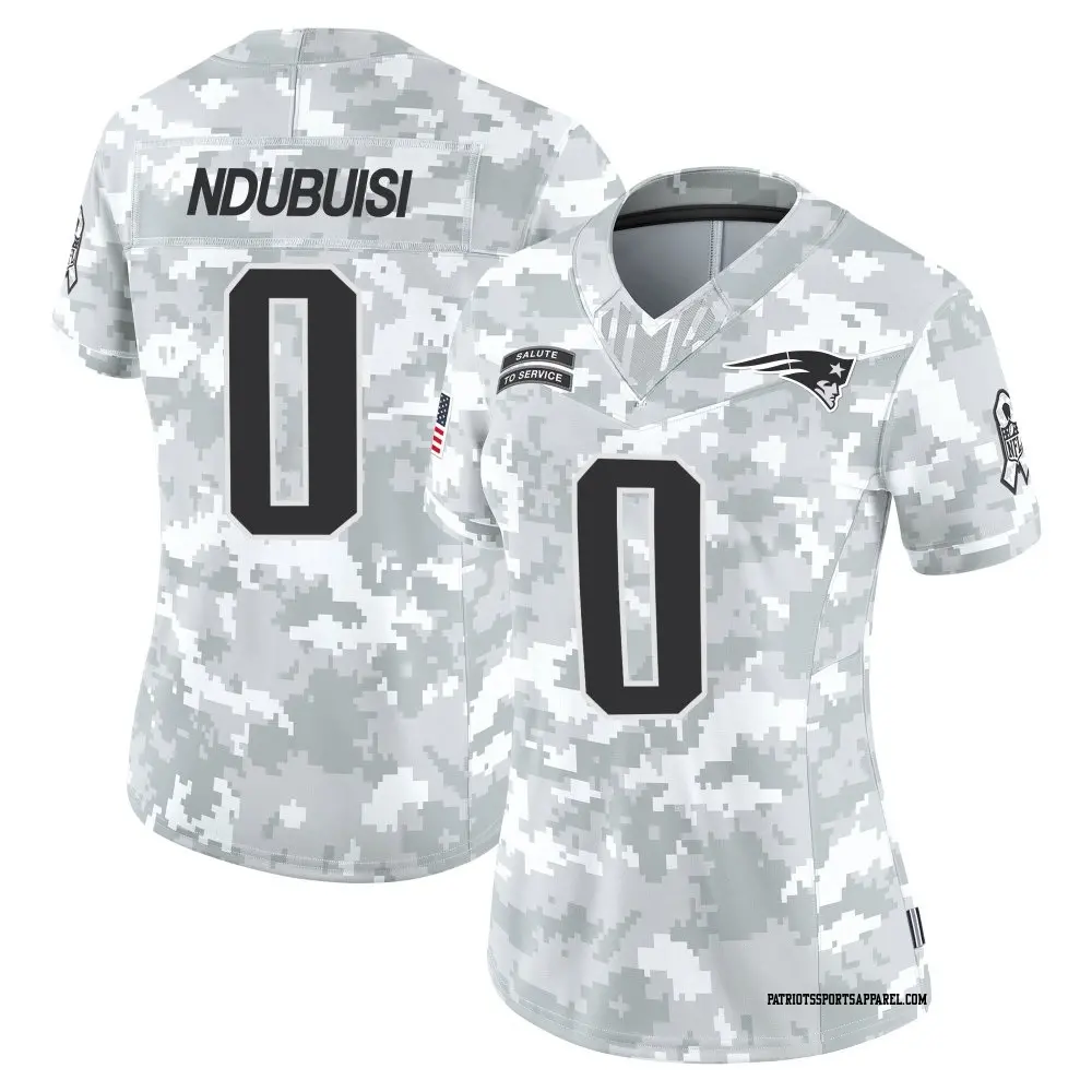 Limited Arctic Camo Women's Haggai Ndubuisi New England Patriots 2024 Salute to Service Jersey