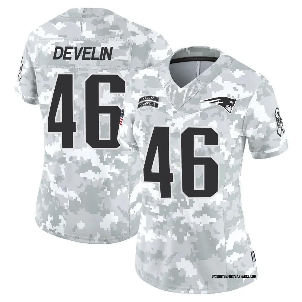 Limited Arctic Camo Women's James Develin New England Patriots 2024 Salute to Service Jersey