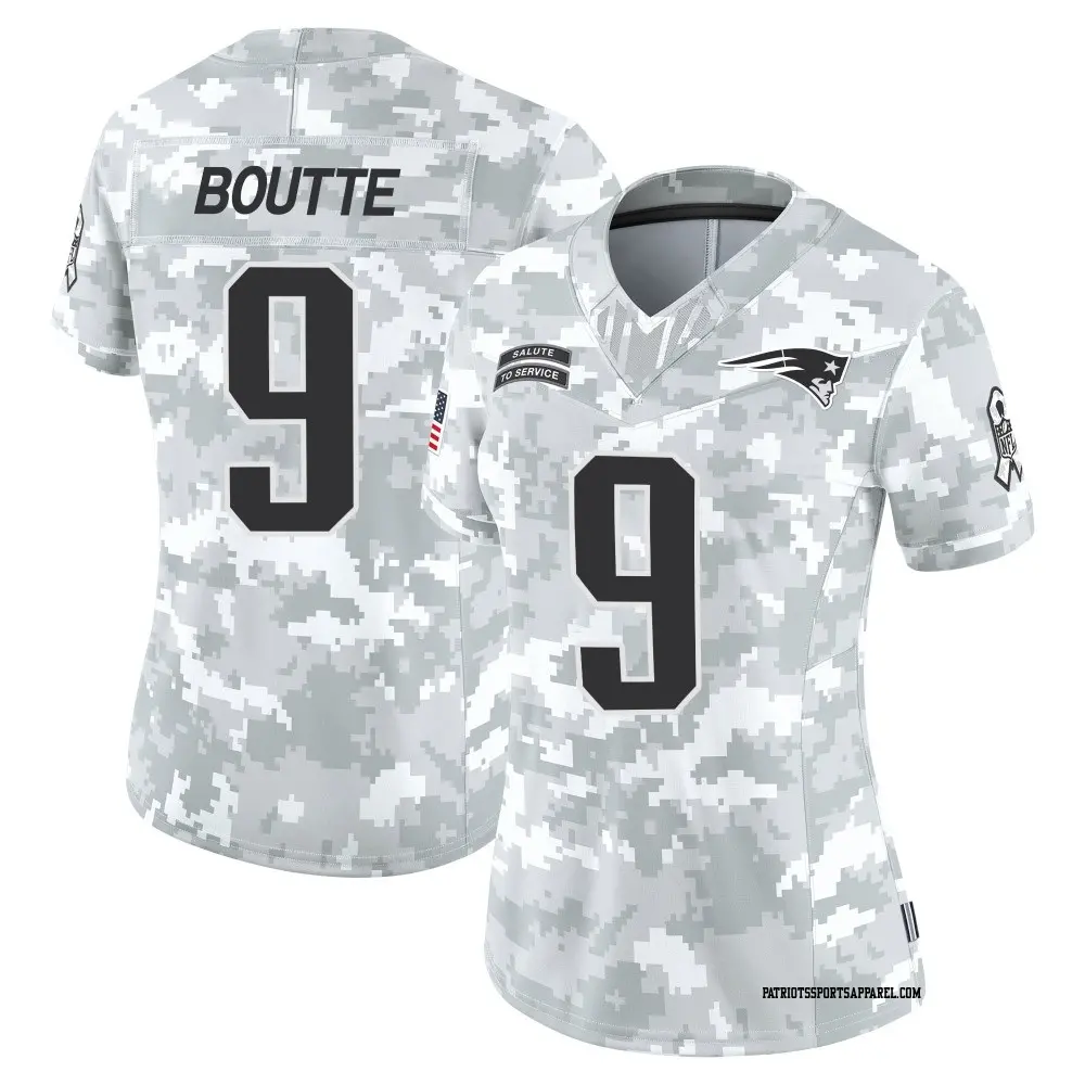 Limited Arctic Camo Women's Kayshon Boutte New England Patriots 2024 Salute to Service Jersey