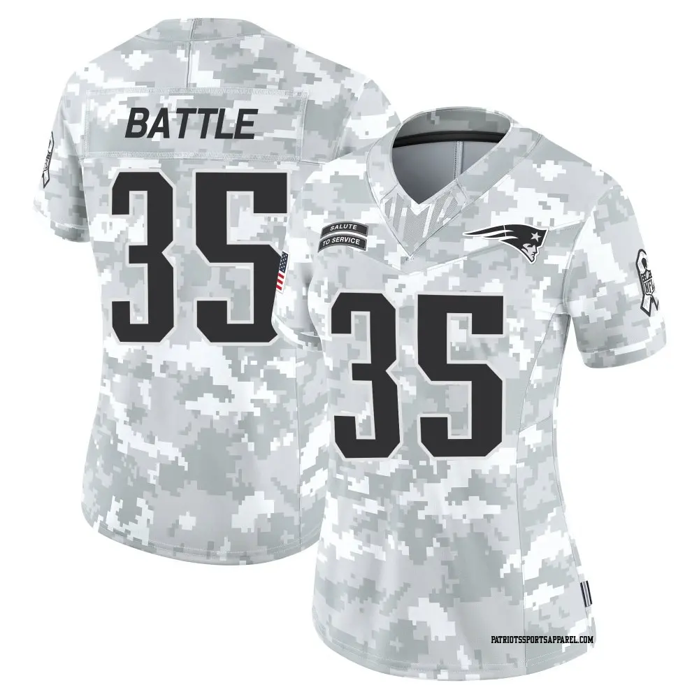 Limited Arctic Camo Women's Miles Battle New England Patriots 2024 Salute to Service Jersey