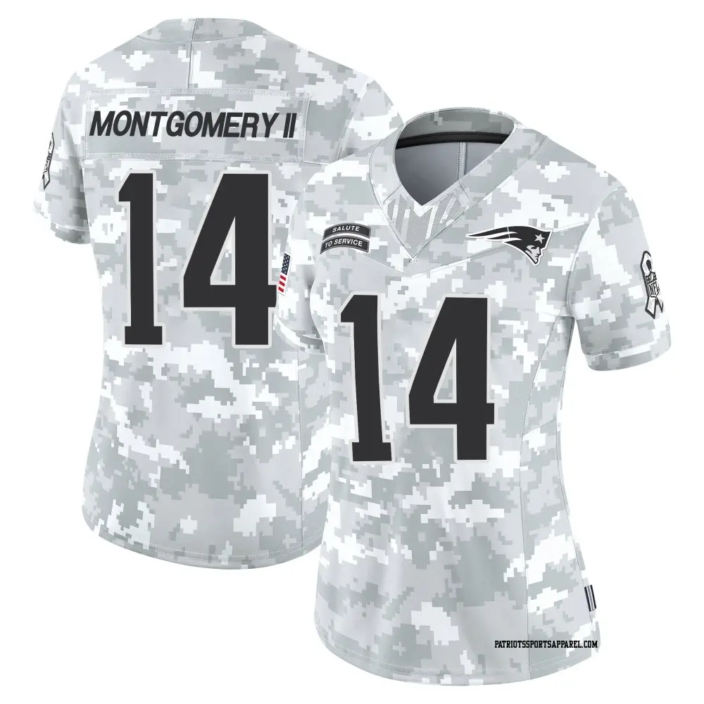 Limited Arctic Camo Women's Ty Montgomery II New England Patriots 2024 Salute to Service Jersey