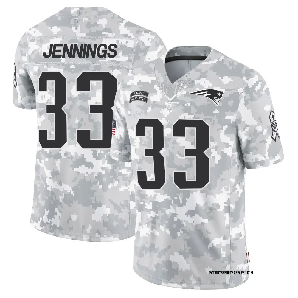 Limited Arctic Camo Youth Anfernee Jennings New England Patriots 2024 Salute to Service Jersey