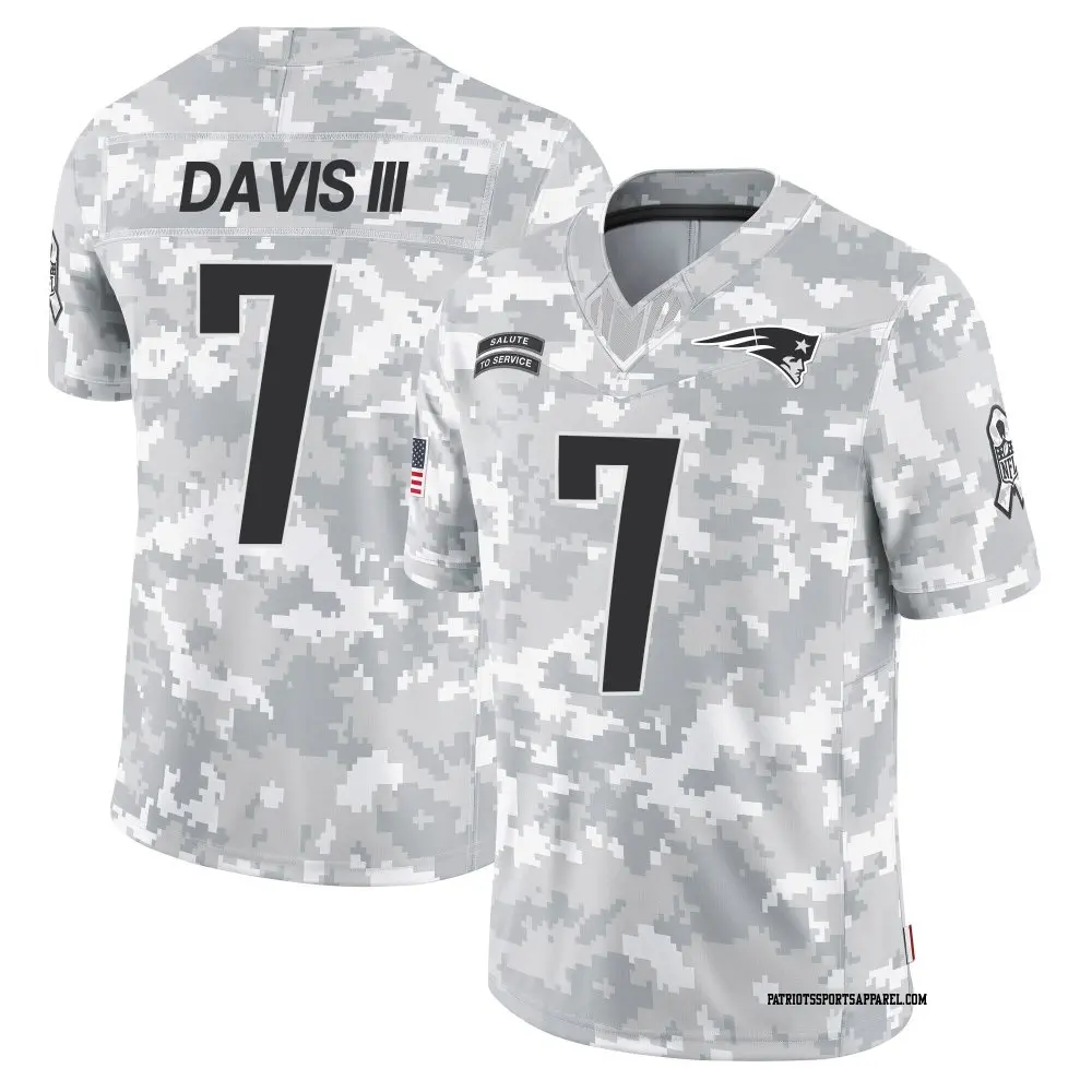Limited Arctic Camo Youth Carlton Davis III New England Patriots 2024 Salute to Service Jersey