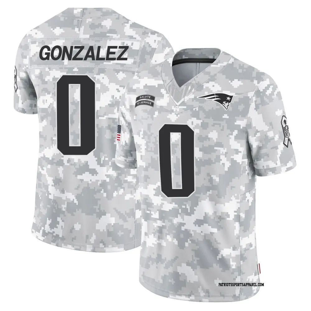 Limited Arctic Camo Youth Christian Gonzalez New England Patriots 2024 Salute to Service Jersey