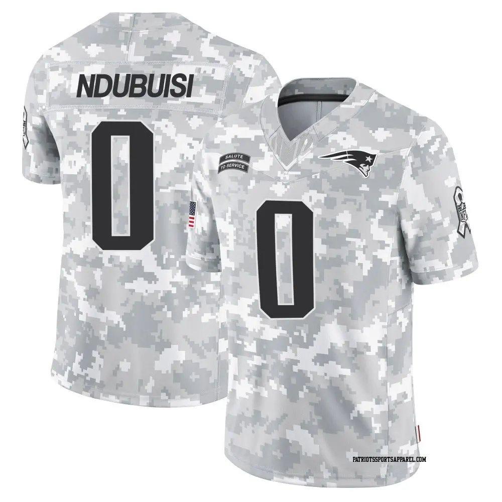 Limited Arctic Camo Youth Haggai Ndubuisi New England Patriots 2024 Salute to Service Jersey