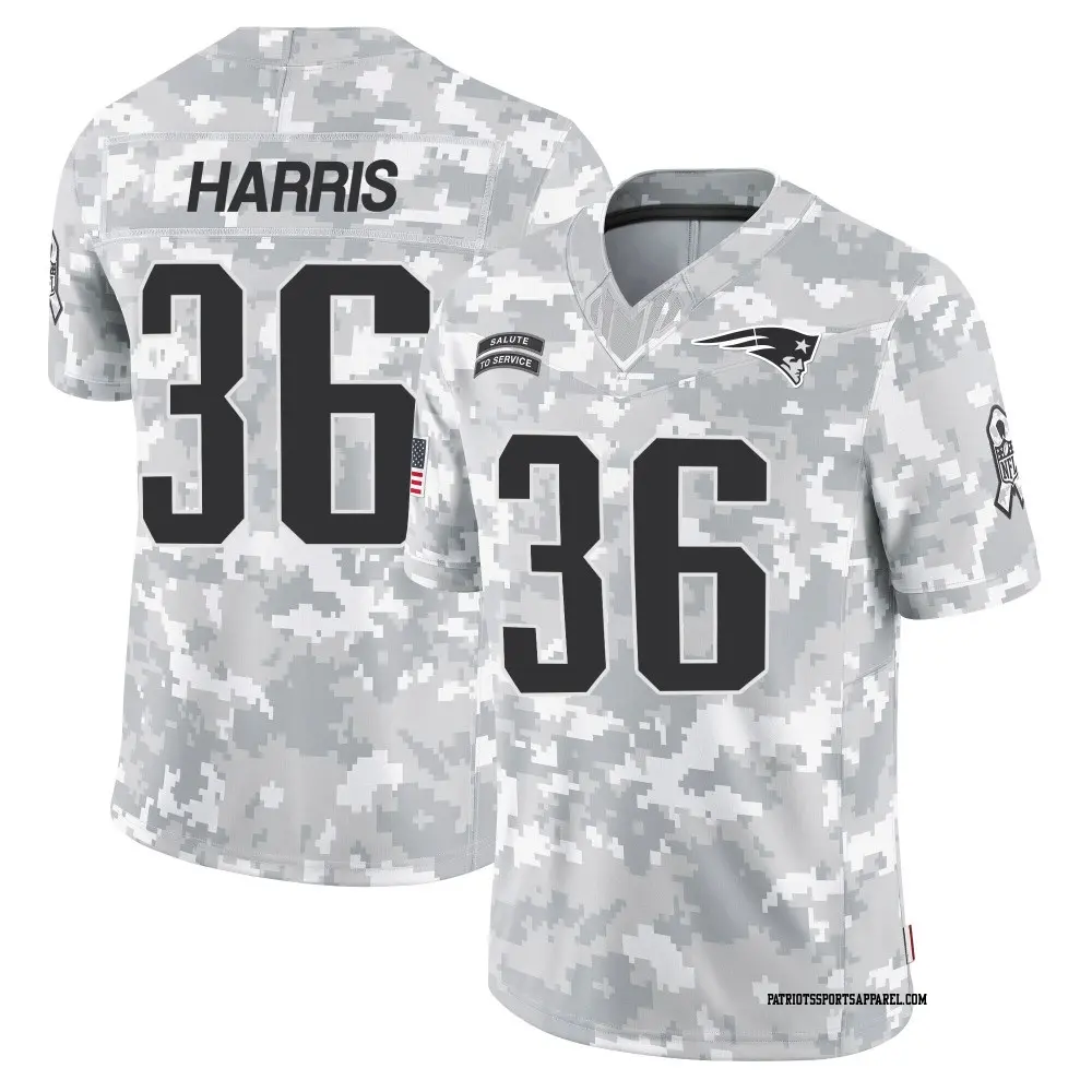 Limited Arctic Camo Youth Kevin Harris New England Patriots 2024 Salute to Service Jersey