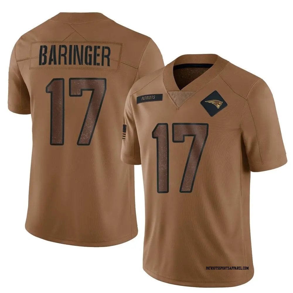 Limited Brown Men's Bryce Baringer New England Patriots 2023 Salute To Service Jersey
