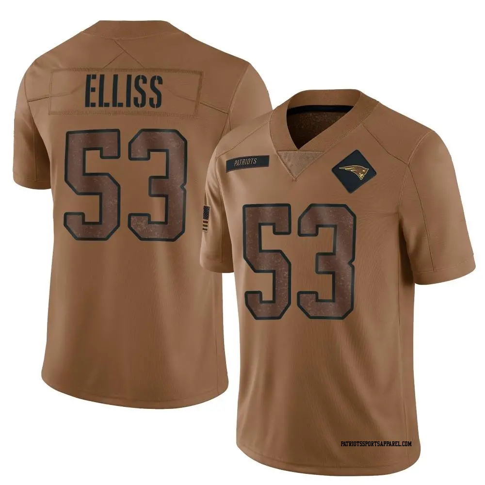 Limited Brown Men's Christian Elliss New England Patriots 2023 Salute To Service Jersey