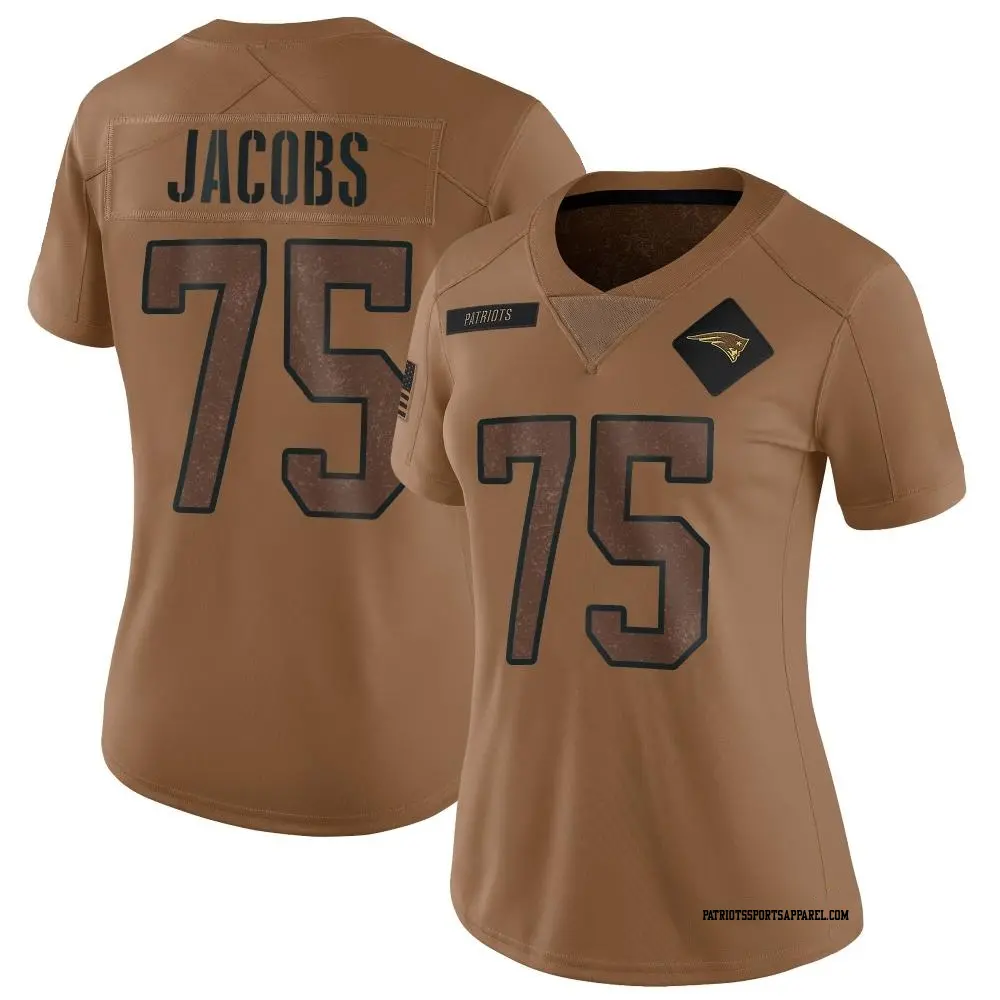Limited Brown Women's Demontrey Jacobs New England Patriots 2023 Salute To Service Jersey