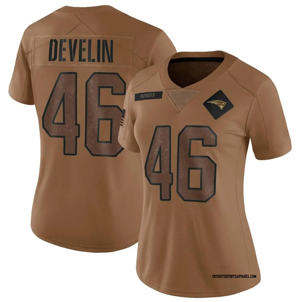 Limited Brown Women's James Develin New England Patriots 2023 Salute To Service Jersey