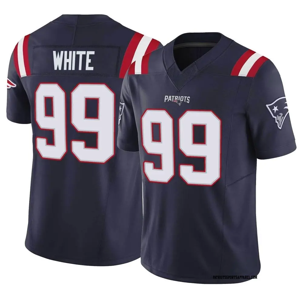 Limited Navy Men's Keion White New England Patriots Vapor F.U.S.E. Jersey