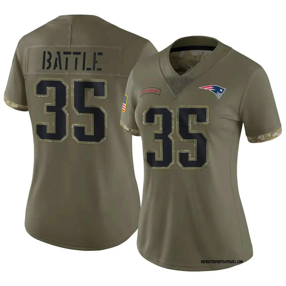 Limited Olive Women's Miles Battle New England Patriots 2022 Salute To Service Jersey